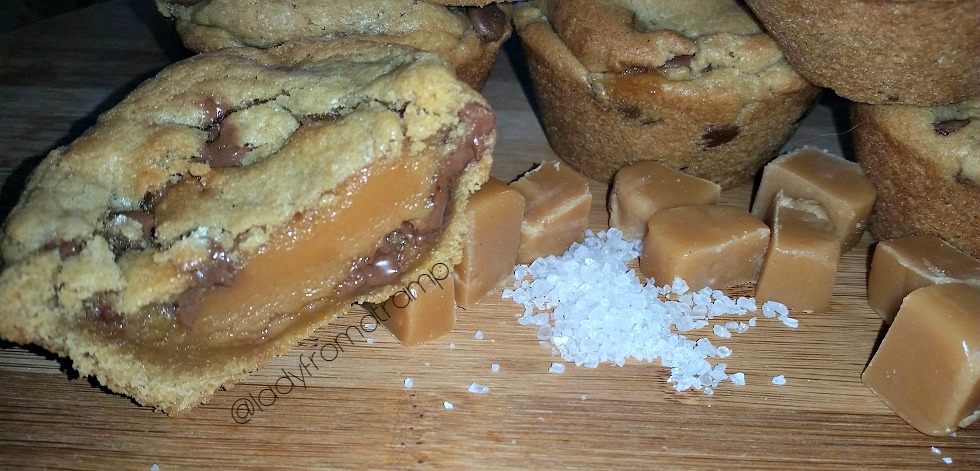 Gooey Salted Caramel & Chocolate Cookie Muffins